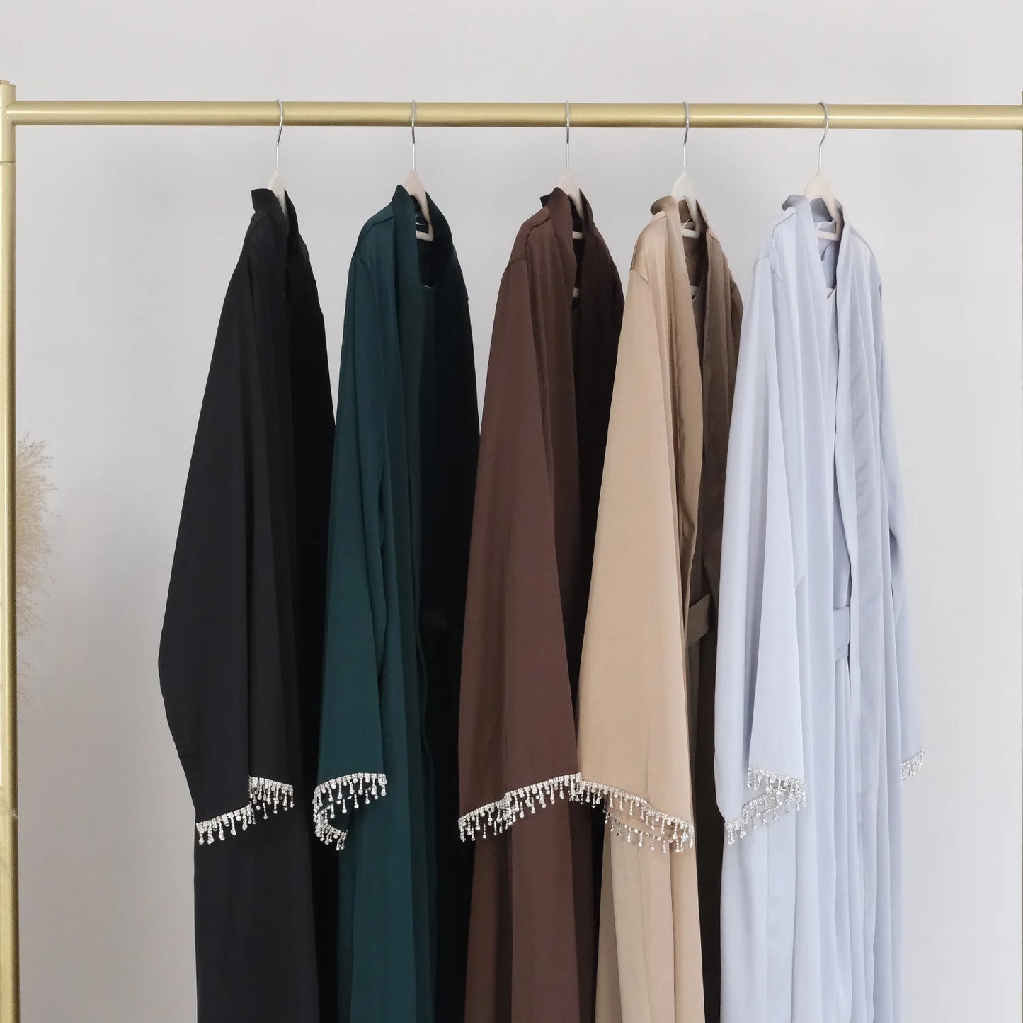 Nida 3-Piece Set with Crystal Chain - Elegant Evening Abaya