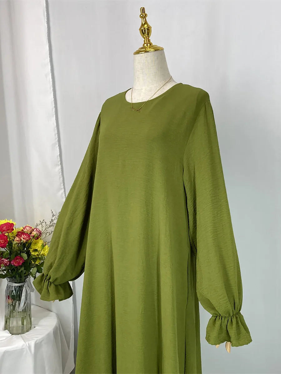 Daily Woven Abaya with Pockets - Elegant Regular Fit