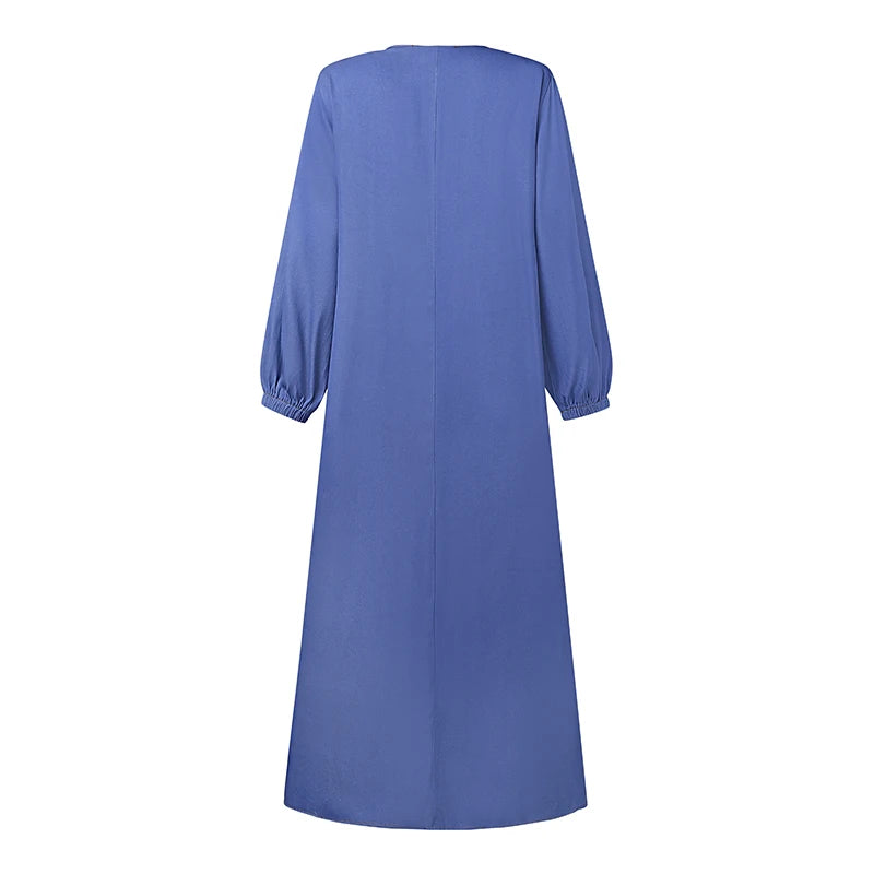 Denim Blue Long Sleeve Abaya - Loose Casual Maxi Dress