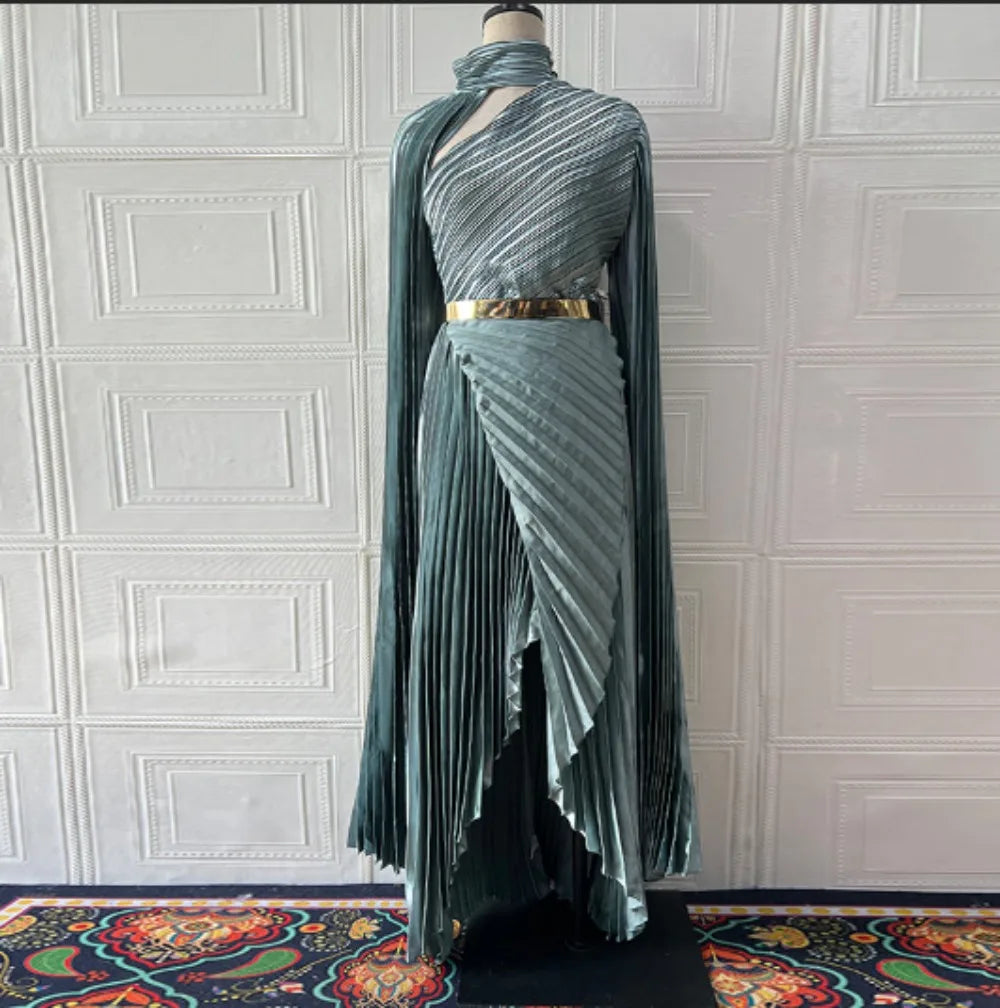 Muslim Dress Abaya Women Party Dresses Irregular Folds Jalabiya Kaftan Vestidos Arab Long Robe Ramadan Morocco Dubai Abayas