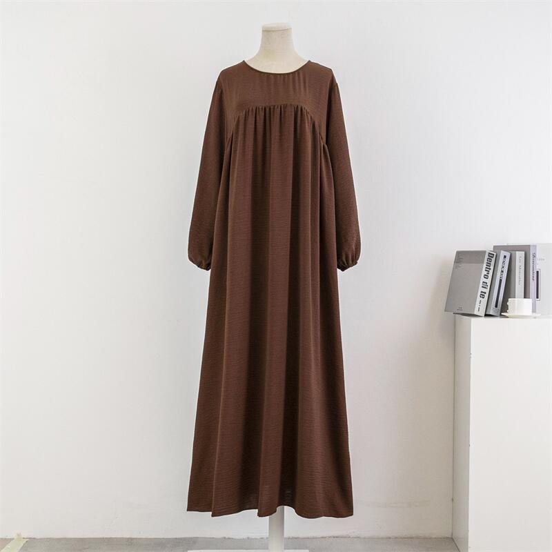 Casual Maxi Abaya with Pockets - Long Sleeve Muslim Dress
