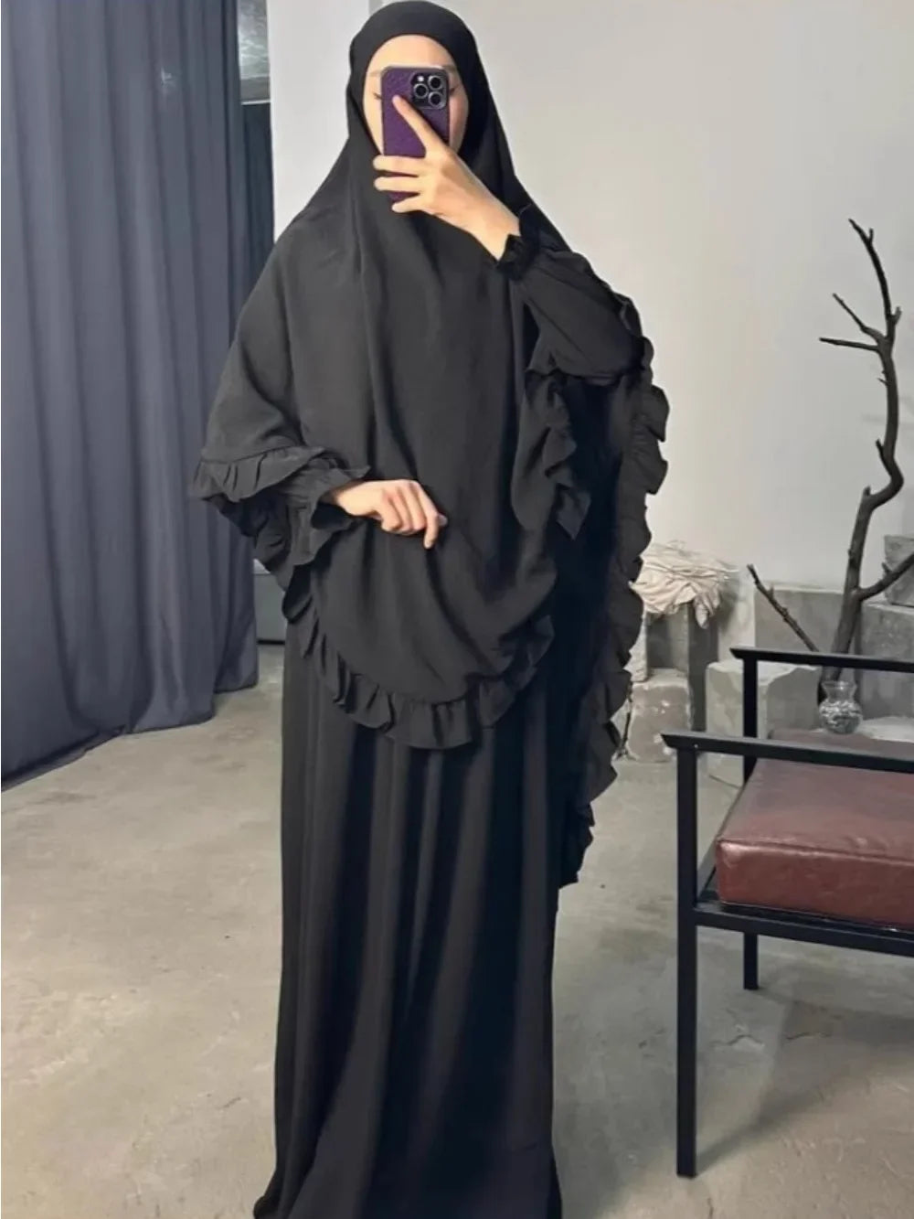 2-Piece Prayer Set - Long Khimar & Dress Abaya