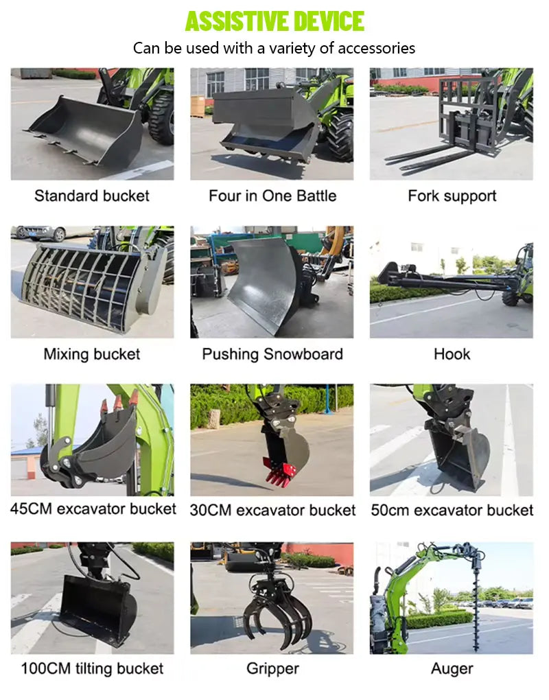 2 Ton Backhoe Loader – 24HP Tractor Excavator with 4-Wheel Drive | Heavy Duty Construction Equipment