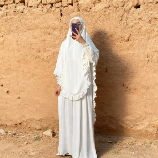 2-Piece Prayer Set - Long Khimar & Dress Abaya