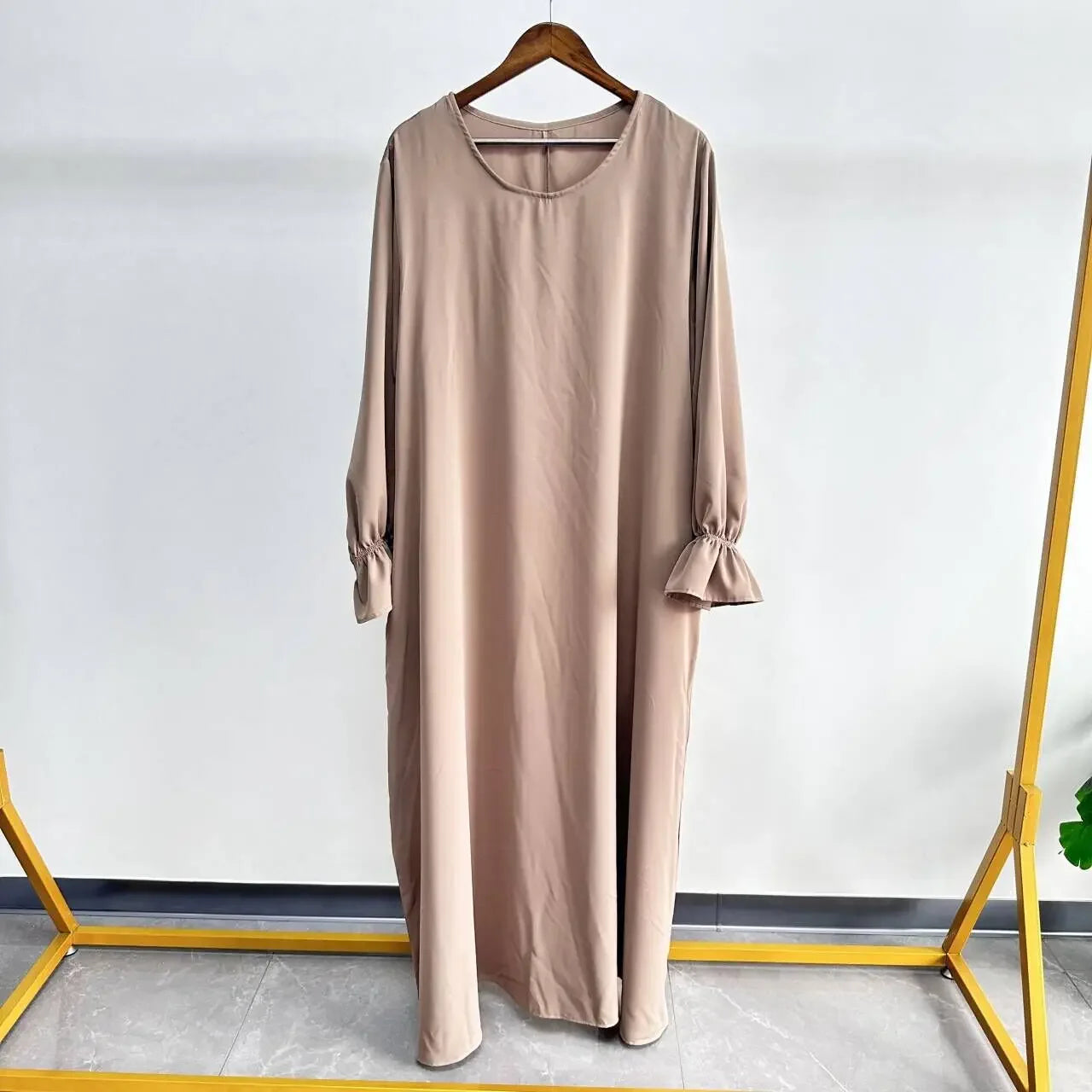 Muslim Modest Abaya Dress with Headscarf - Flare Sleeve Prayer Robe