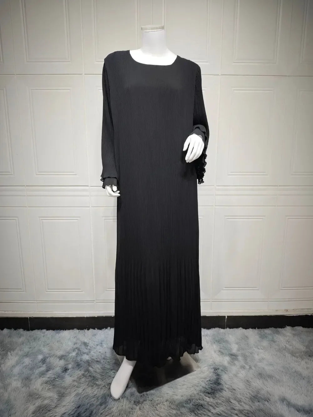 Pleated Flare Sleeve Abaya - Elegant Party Dress