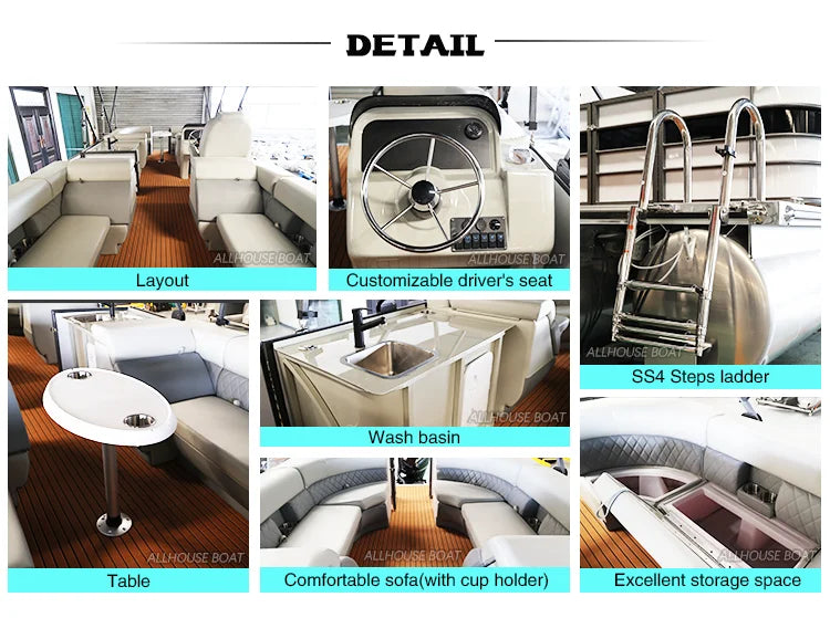 25ft Aluminum Pontoon Houseboat — Outboard Engine | 12–15 Persons