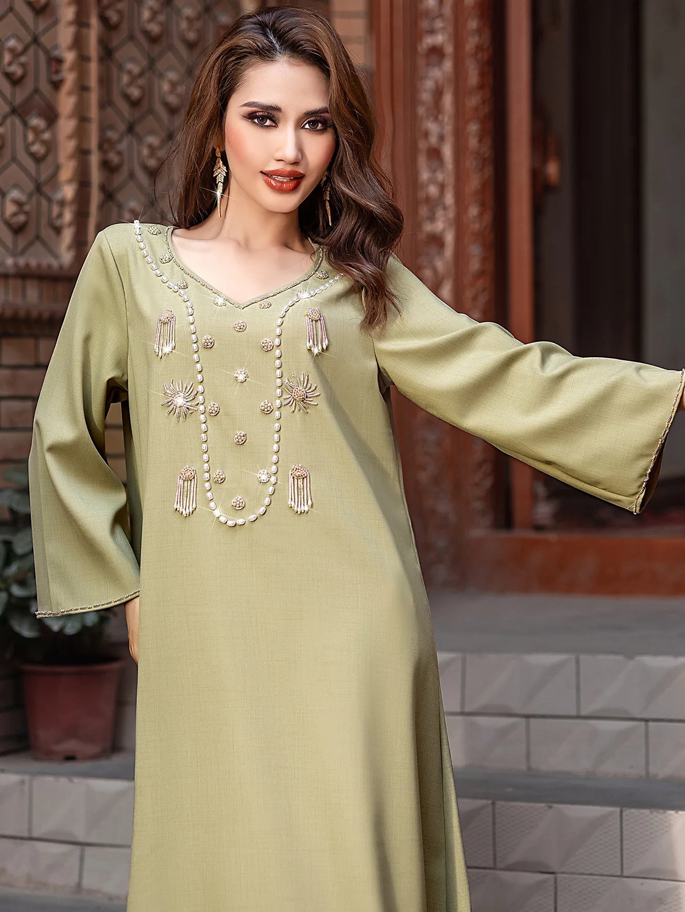 Luxury Diamond Kaftan Abaya - Dubai Elegant Long Dress for Women | Ramadan & Eid