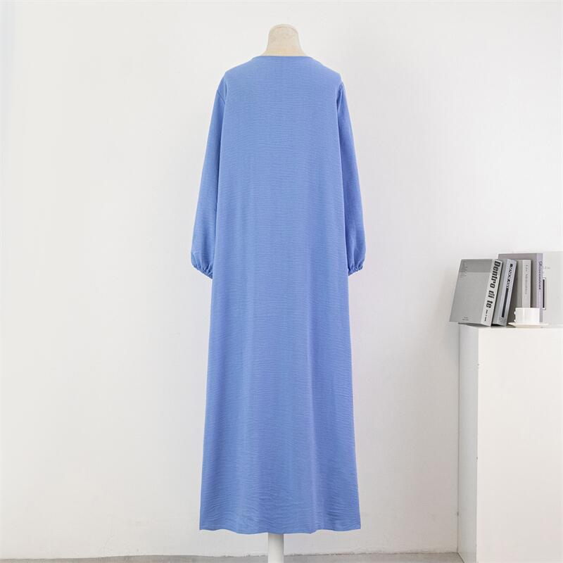 Casual Maxi Abaya with Pockets - Long Sleeve Muslim Dress