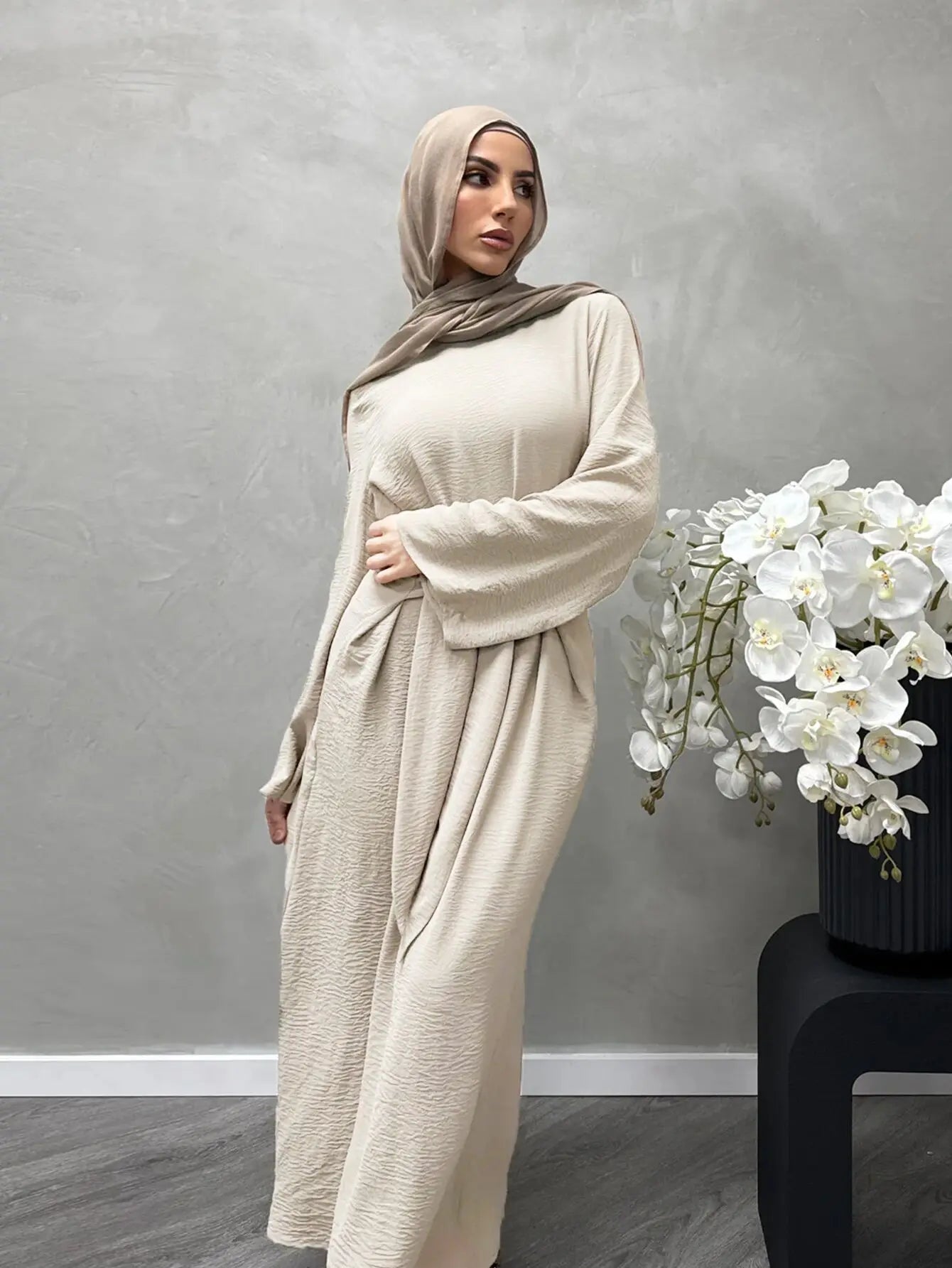 Elegant Belted Long Dress - Muslim Modest Fashion Caftan