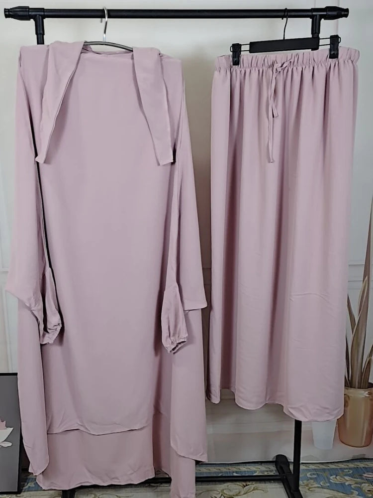 2-Piece Long Khimar & Skirt Prayer Set - Muslim Women Prayer Garment | Ramadan Eid 2025