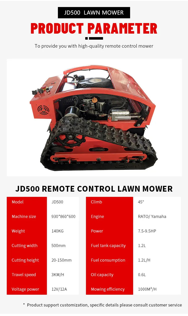 QL500D Heavy-Duty Remote Control Robotic Lawn Mower – 500mm Agricultural Crawler Grass Cutter