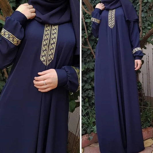 Ethnic Print Velvet Maxi Dress - Loose Casual Style
