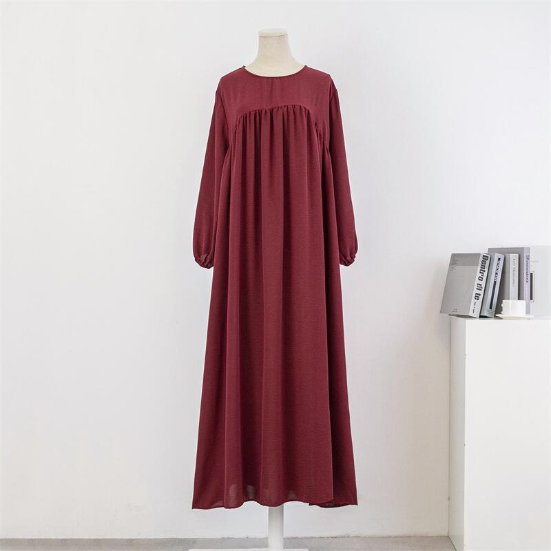 Casual Maxi Abaya with Pockets - Long Sleeve Muslim Dress