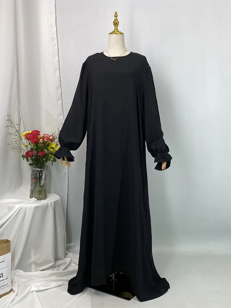 Daily Woven Abaya with Pockets - Elegant Regular Fit