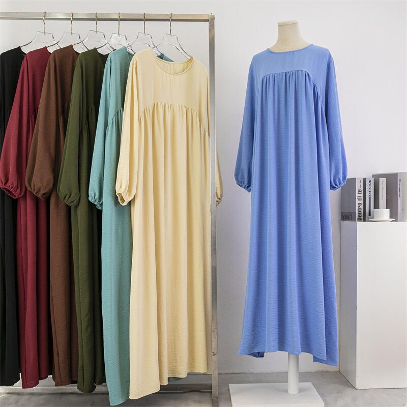 Casual Maxi Abaya with Pockets - Long Sleeve Muslim Dress