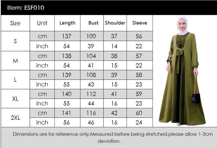 Long Sleeve Abaya - Casual Loose Fit Dress