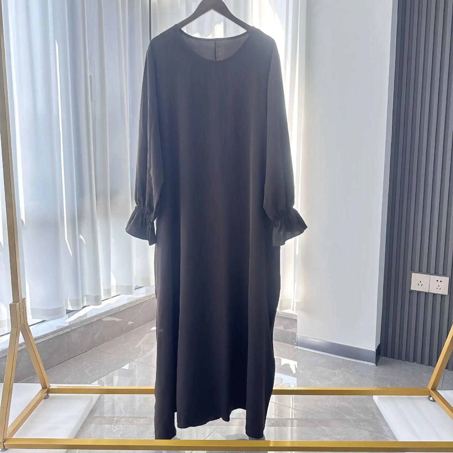 Muslim Modest Abaya Dress with Headscarf - Flare Sleeve Prayer Robe