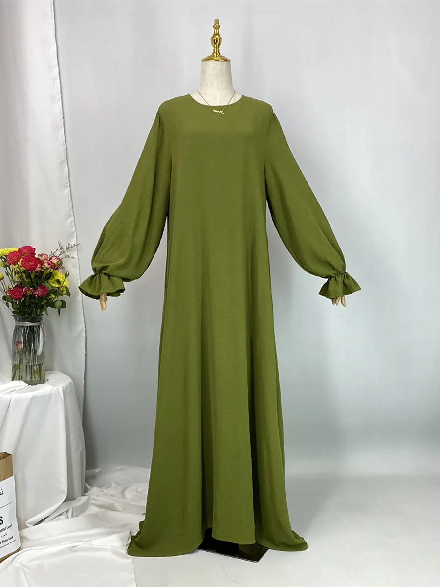 Daily Woven Abaya with Pockets - Elegant Regular Fit