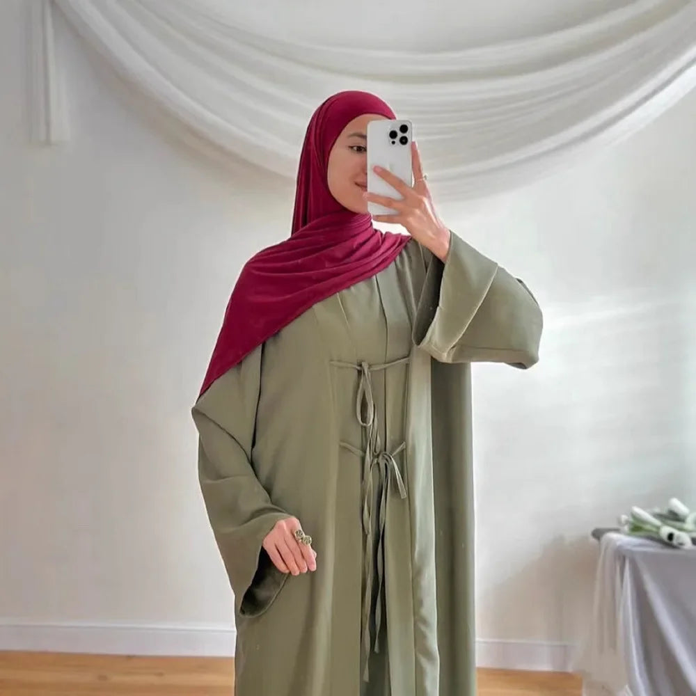 Satin 2-Piece Set - Elegant Party Abaya