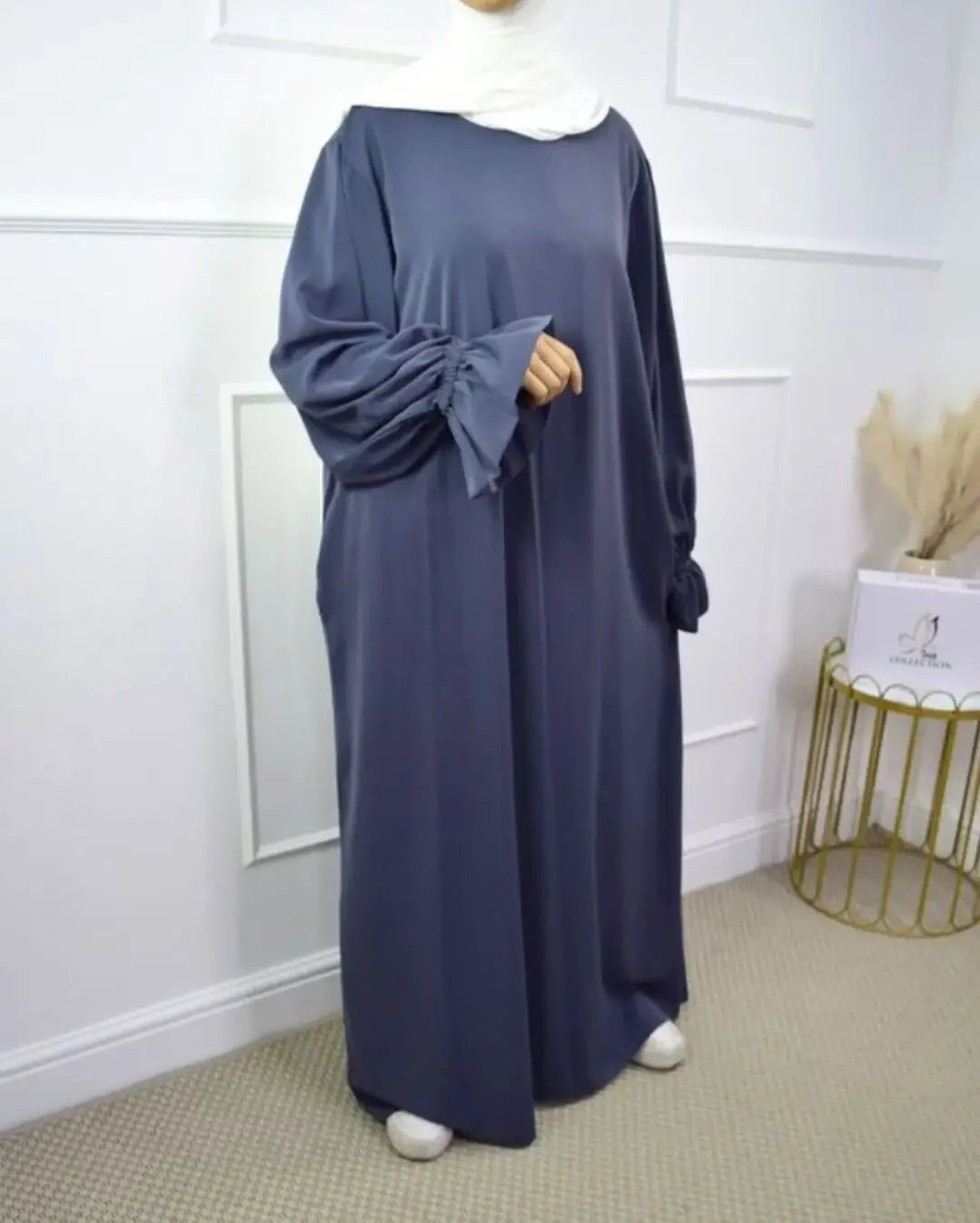 Muslim Modest Abaya Dress with Headscarf - Flare Sleeve Prayer Robe