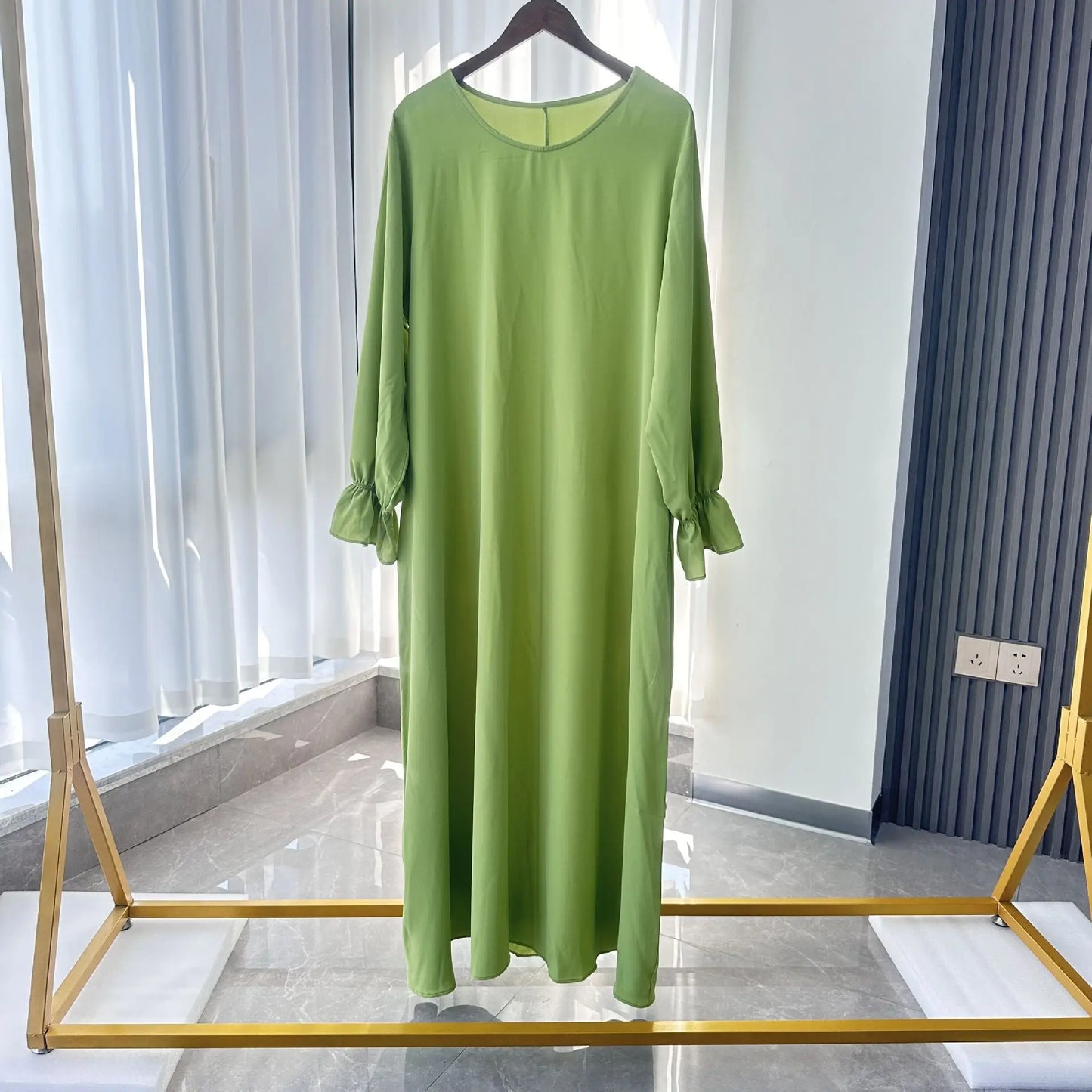 Muslim Modest Abaya Dress with Headscarf - Flare Sleeve Prayer Robe