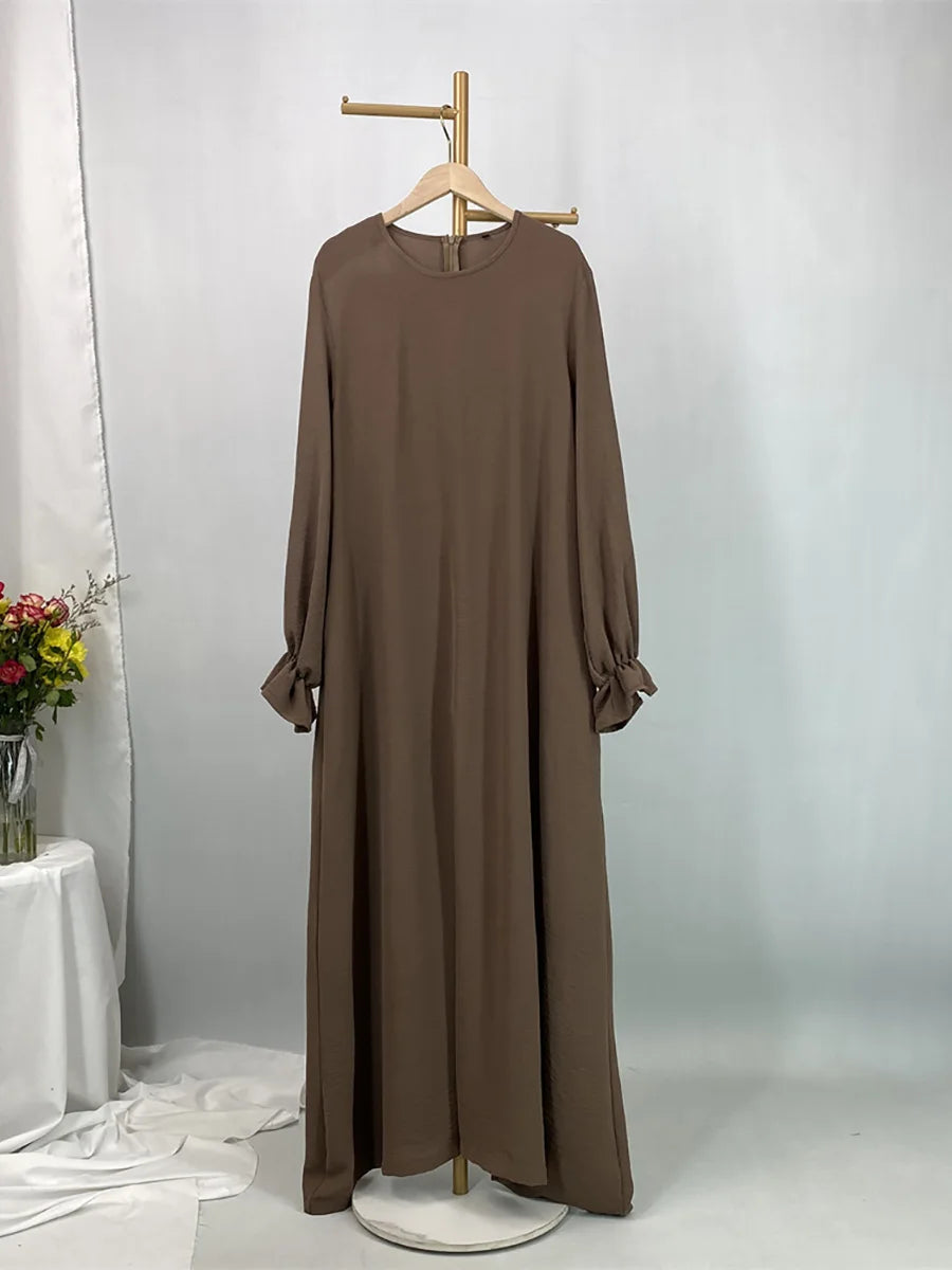 Daily Woven Abaya with Pockets - Elegant Regular Fit