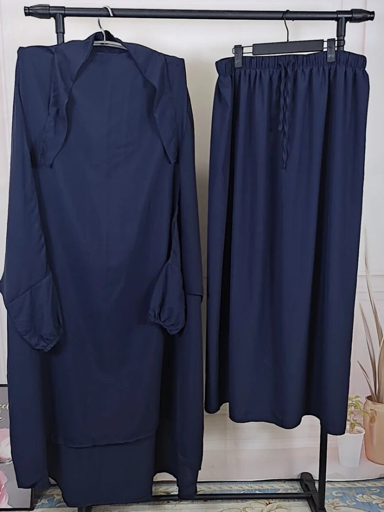 2-Piece Long Khimar & Skirt Prayer Set - Muslim Women Prayer Garment | Ramadan Eid 2025