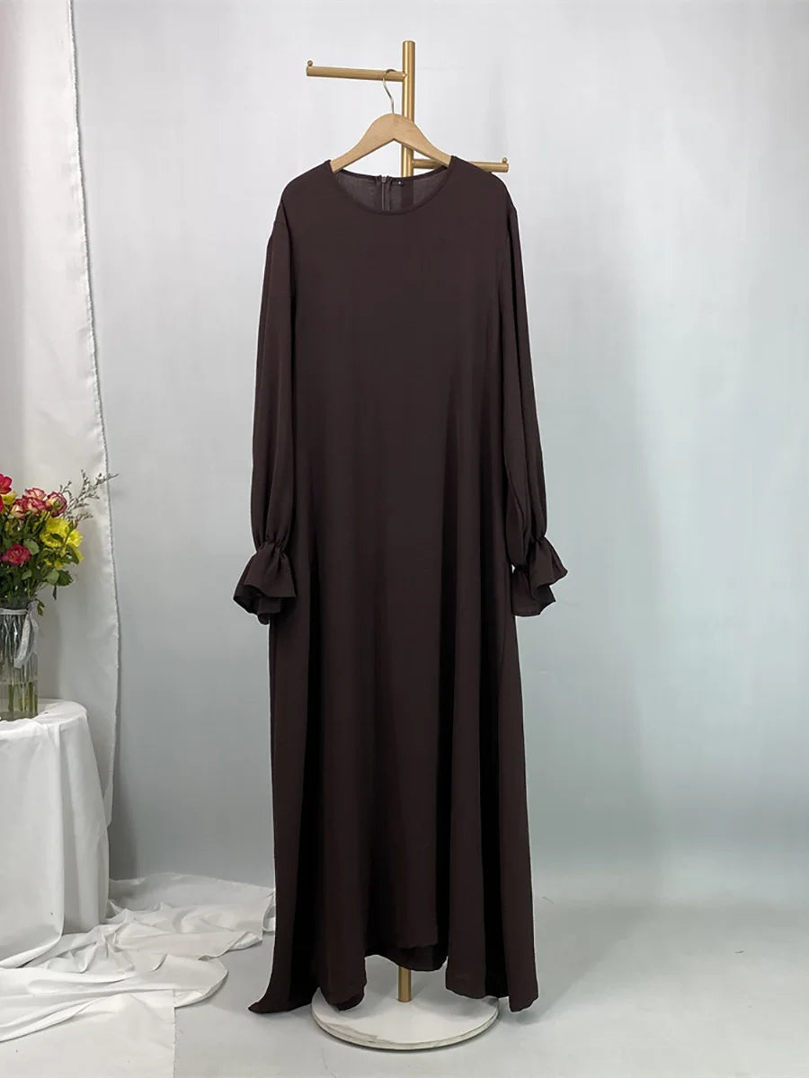 Daily Woven Abaya with Pockets - Elegant Regular Fit
