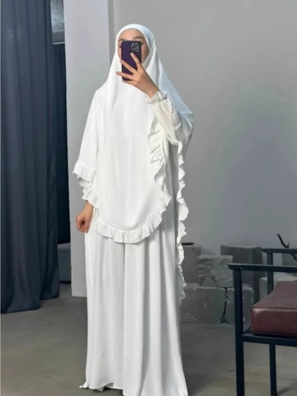 2-Piece Prayer Set - Long Khimar & Dress Abaya