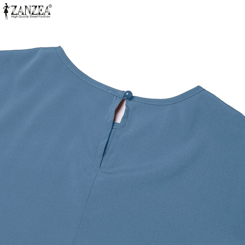 Pleated A-Line Abaya - Modest Long Dress with O-Neck