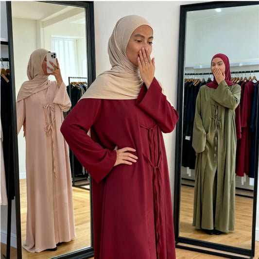 Satin 2-Piece Set - Elegant Party Abaya