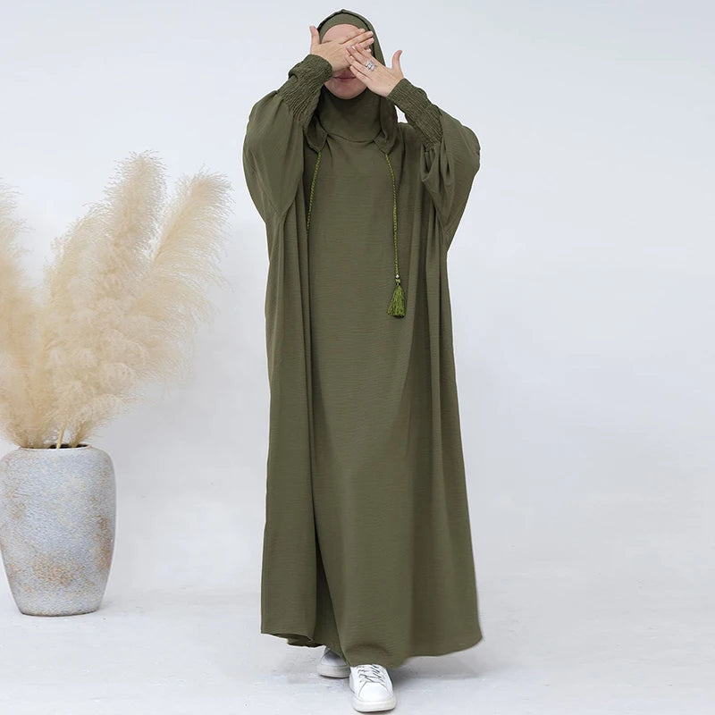 Premium Hooded Abaya Dress - Modest Islamic Clothing with Tassel Detail