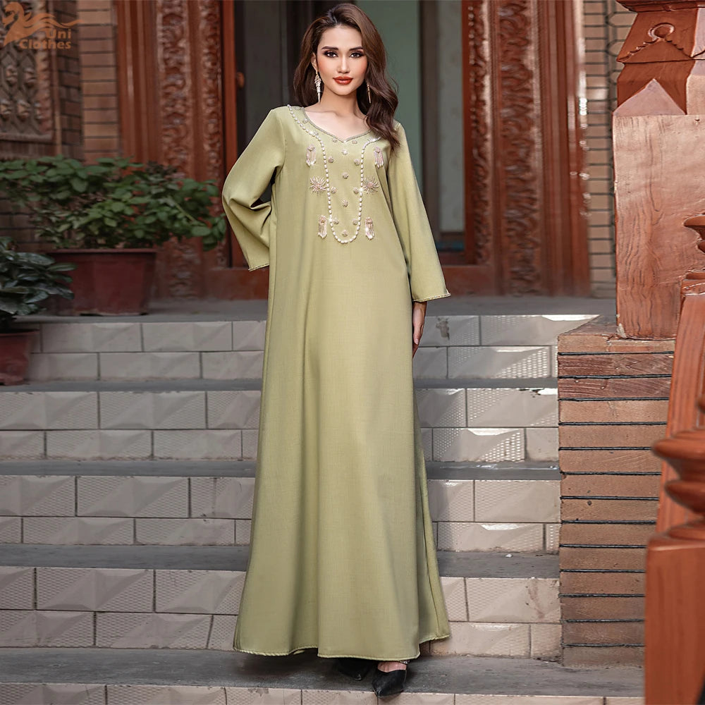 Luxury Diamond Kaftan Abaya - Dubai Elegant Long Dress for Women | Ramadan & Eid
