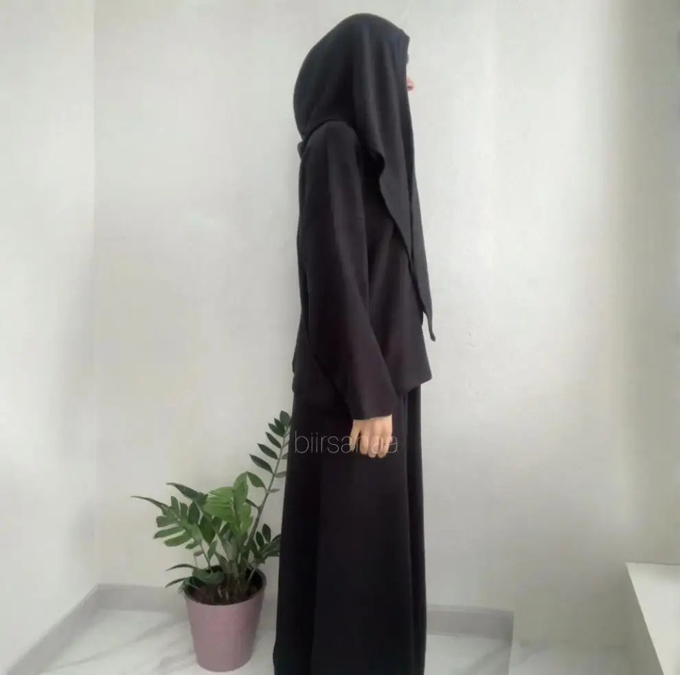 2-Piece Prayer Set with Drawstring Folds - Khimar & Skirt