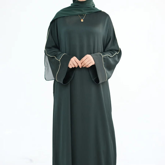 Elegant Muslim Maxi Dress - Embroidered Chiffon Abaya Kaftan for Ramadan & Eid