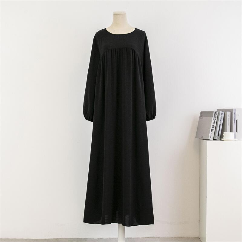 Casual Maxi Abaya with Pockets - Long Sleeve Muslim Dress
