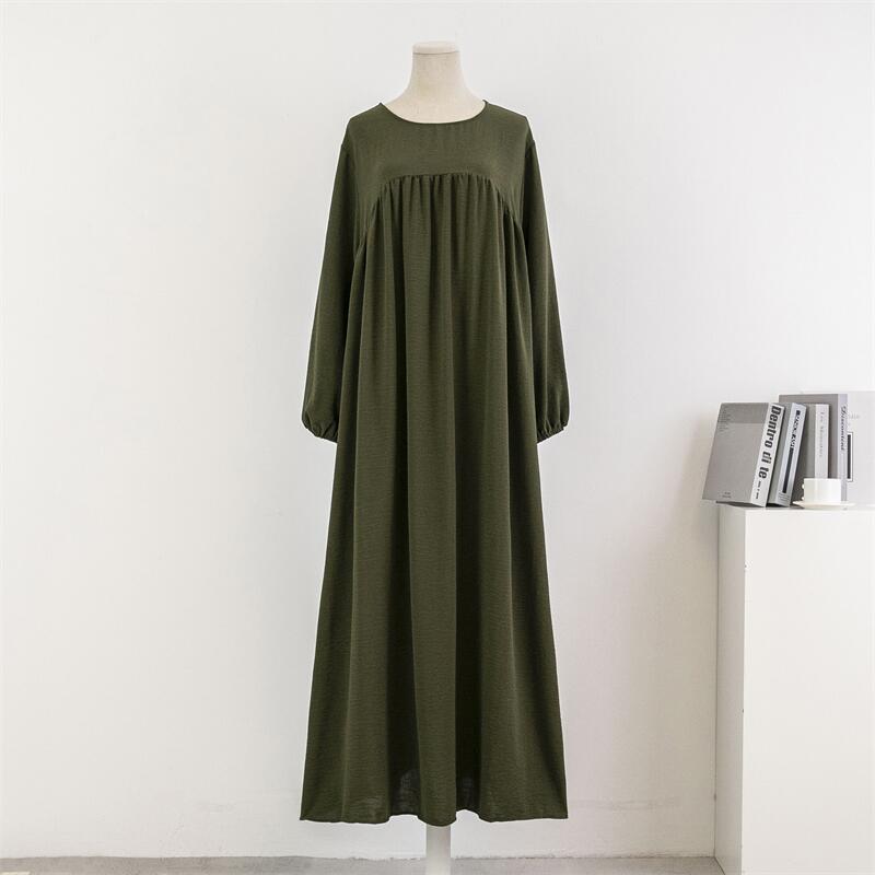 Casual Maxi Abaya with Pockets - Long Sleeve Muslim Dress