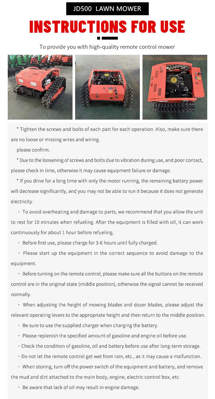 QL500D Heavy-Duty Remote Control Robotic Lawn Mower – 500mm Agricultural Crawler Grass Cutter