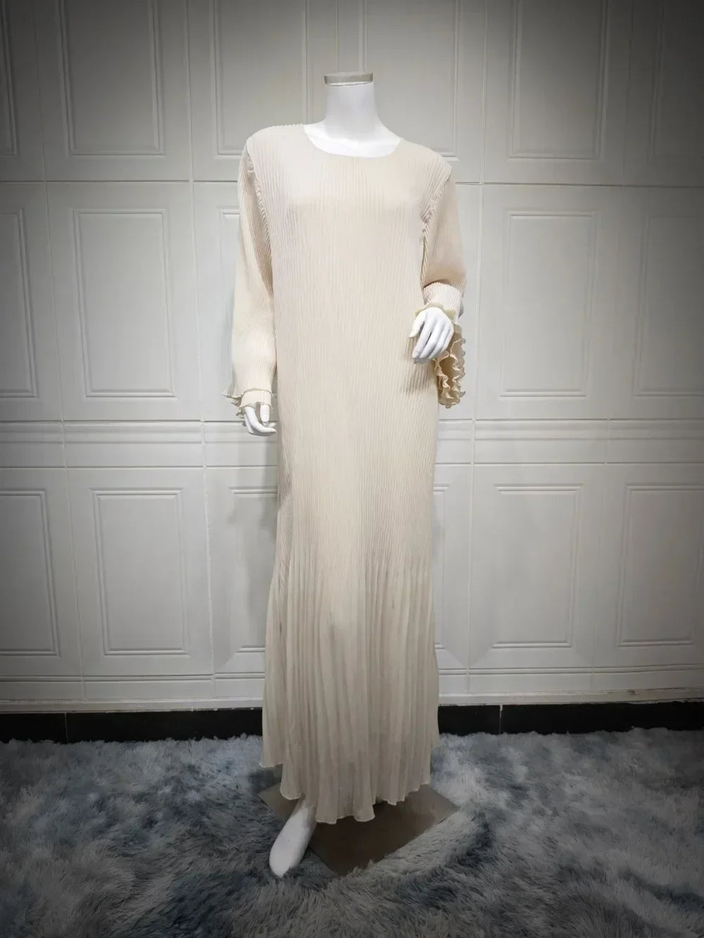 Pleated Flare Sleeve Abaya - Elegant Party Dress