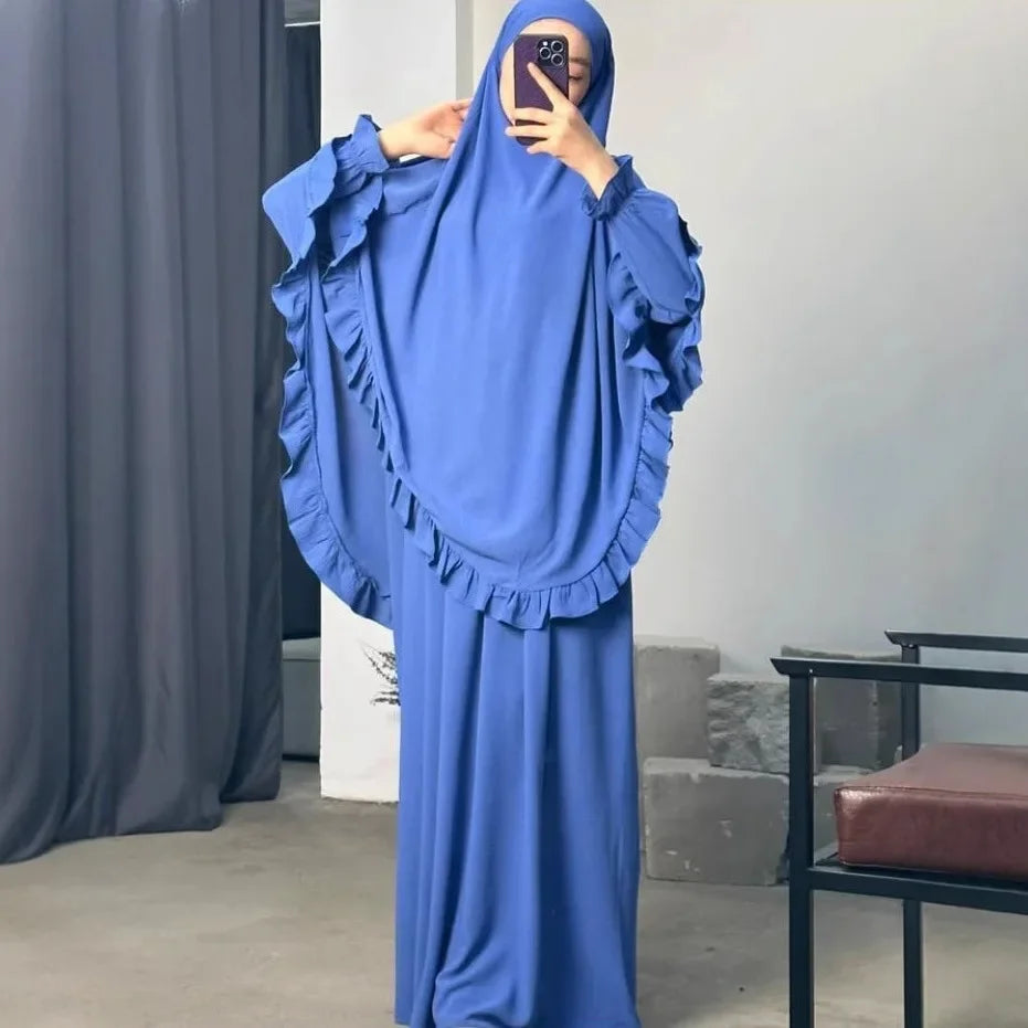 2-Piece Prayer Set - Long Khimar & Dress Abaya