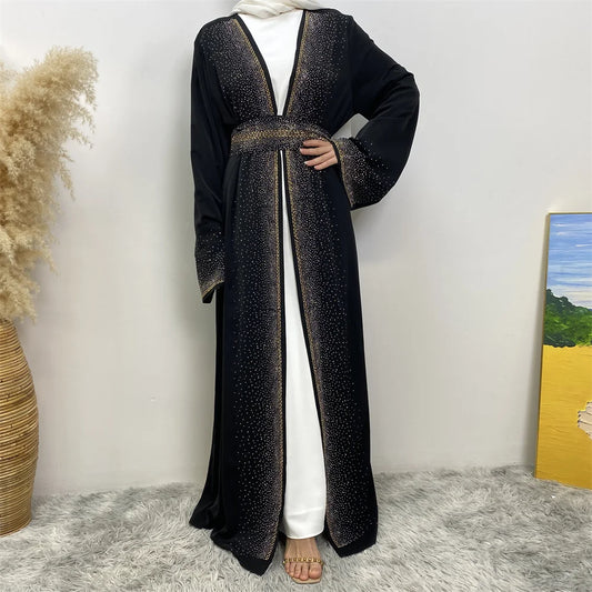 Elegant Embellished Cardigan Abaya - Open Front Robe
