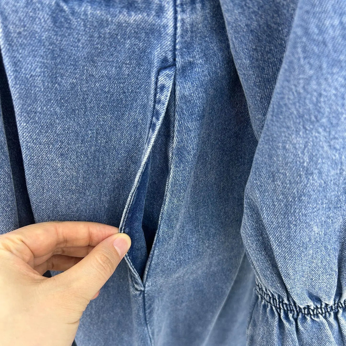 Denim Maxi Abaya Dress - Single Breasted Long Sleeve Muslim Dress for Women