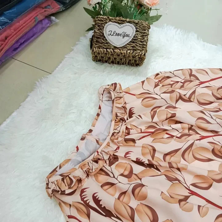 Luxury Chiffon Abaya with Floral Details - Loose Summer Dress