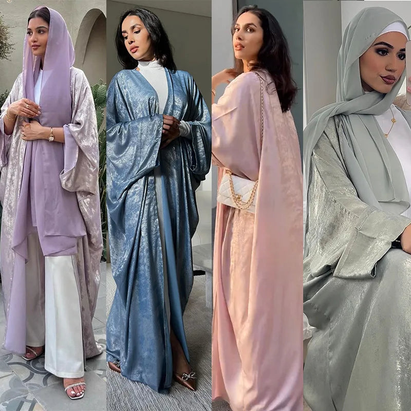 Dubai Luxury Kimono Abaya with Batwing Sleeves - Open Front Long Robe for Women | UAE Fashion