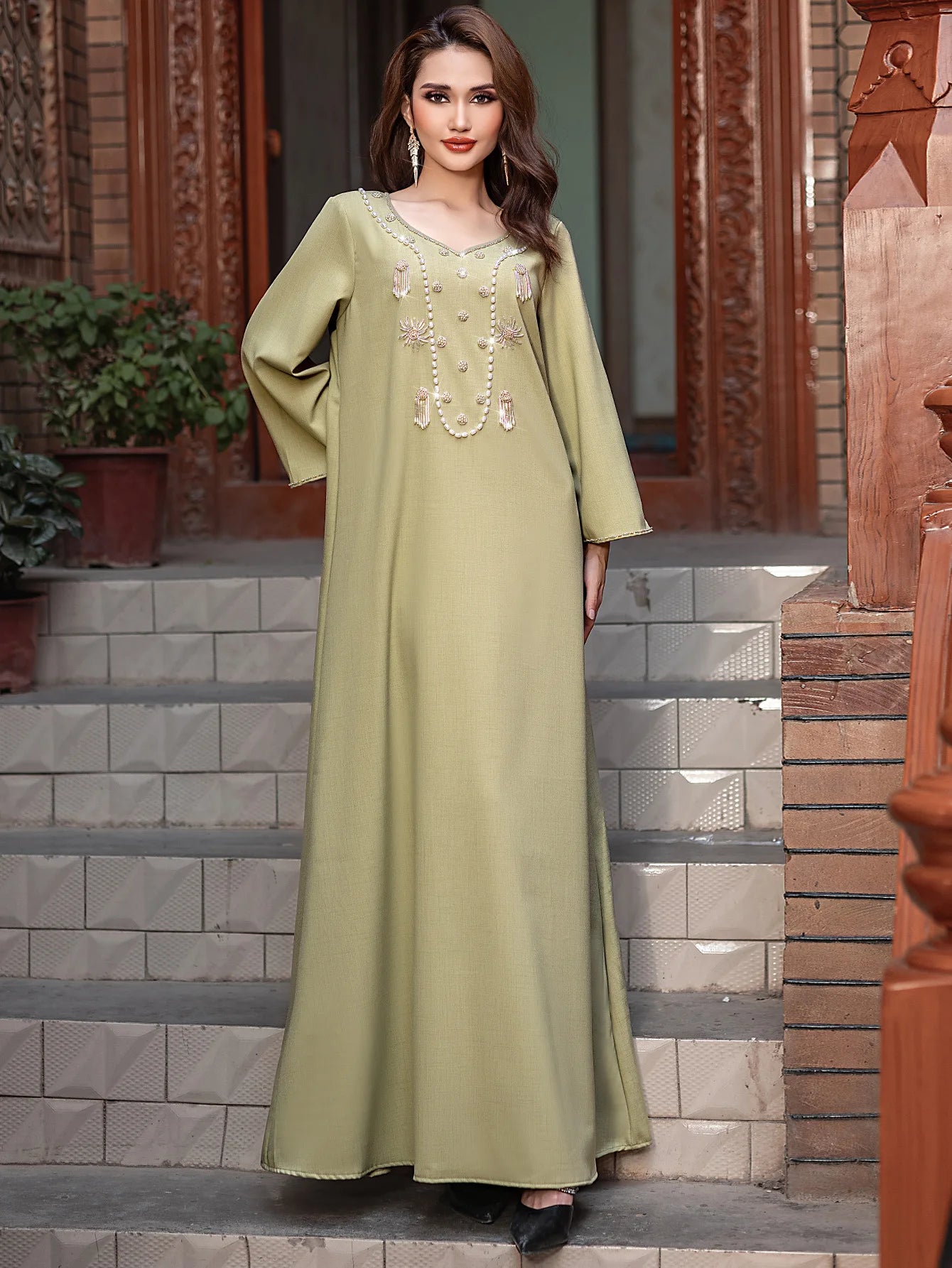 Luxury Diamond Kaftan Abaya - Dubai Elegant Long Dress for Women | Ramadan & Eid