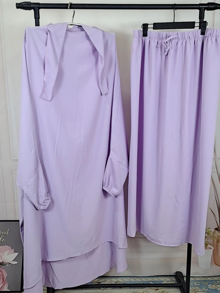 2-Piece Long Khimar & Skirt Prayer Set - Muslim Women Prayer Garment | Ramadan Eid 2025