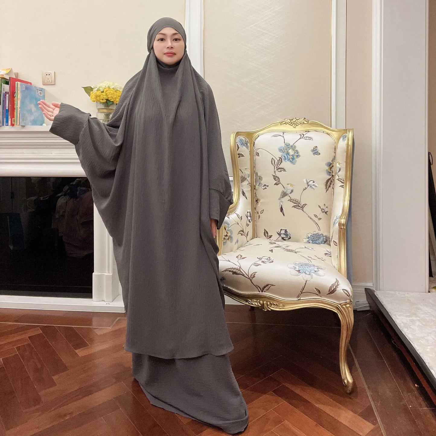 Long Khimar Prayer Set - 2 Piece Pullover Jilbab for Women