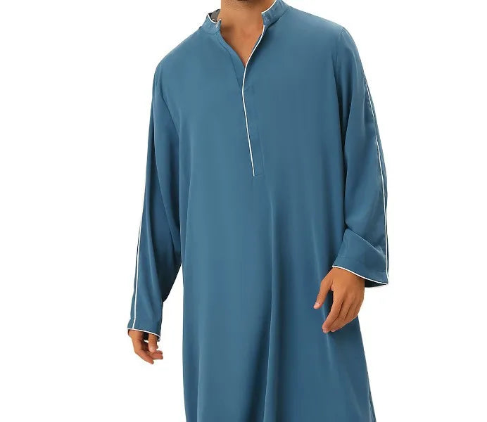 Men's Long Thobe - Simple Zipper Robe