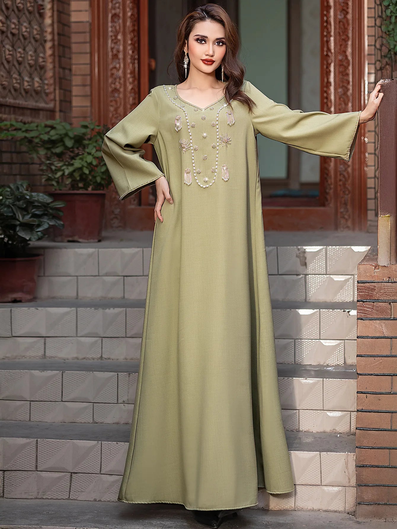 Luxury Diamond Kaftan Abaya - Dubai Elegant Long Dress for Women | Ramadan & Eid